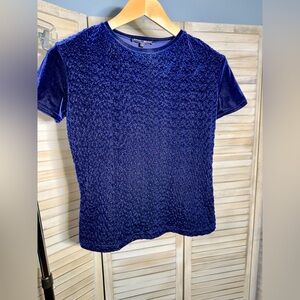 VTG Bisou Bisou Blue Popcorn Top Y2K Bubble Crinkle Mesh Stretch Shirt M